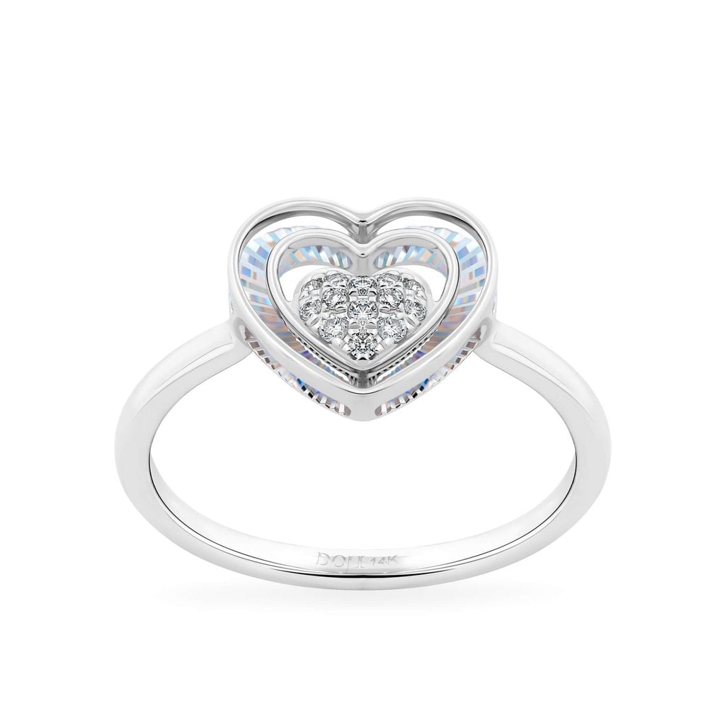 Nhẫn vàng trắng 14K gắn kim cương DOJI AFRR400222F2DA1 