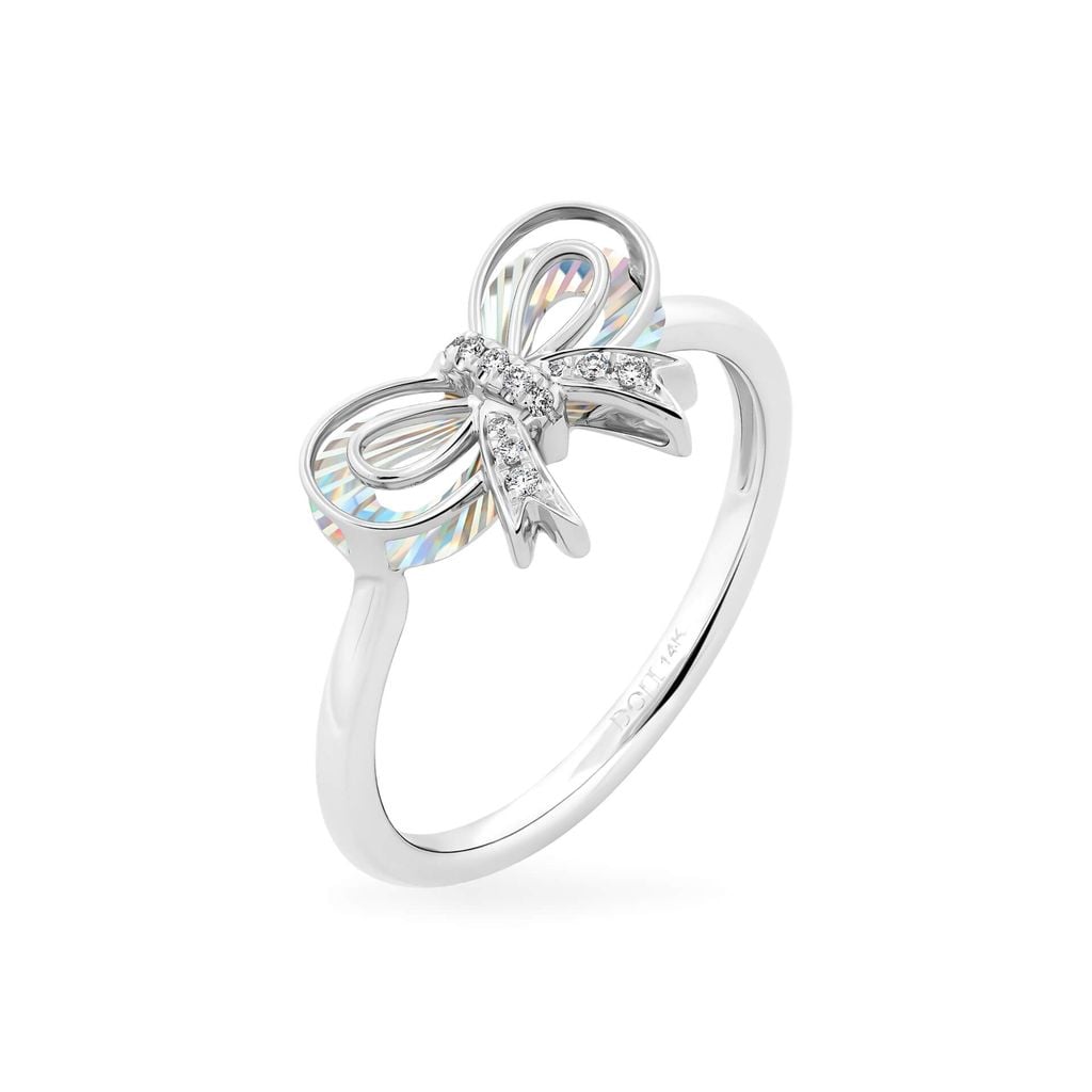 Nhẫn vàng trắng 14K gắn kim cương DOJI AFRR400226F2DA1 