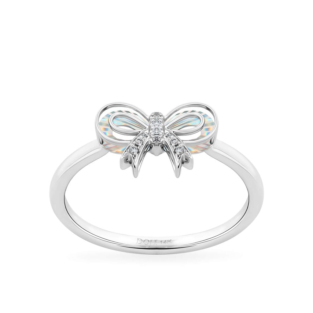 Nhẫn vàng trắng 14K gắn kim cương DOJI AFRR400226F2DA1 