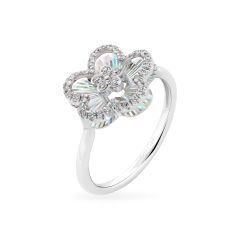 Nhẫn vàng trắng 14K gắn kim cương DOJI AFRR400234F2DA1