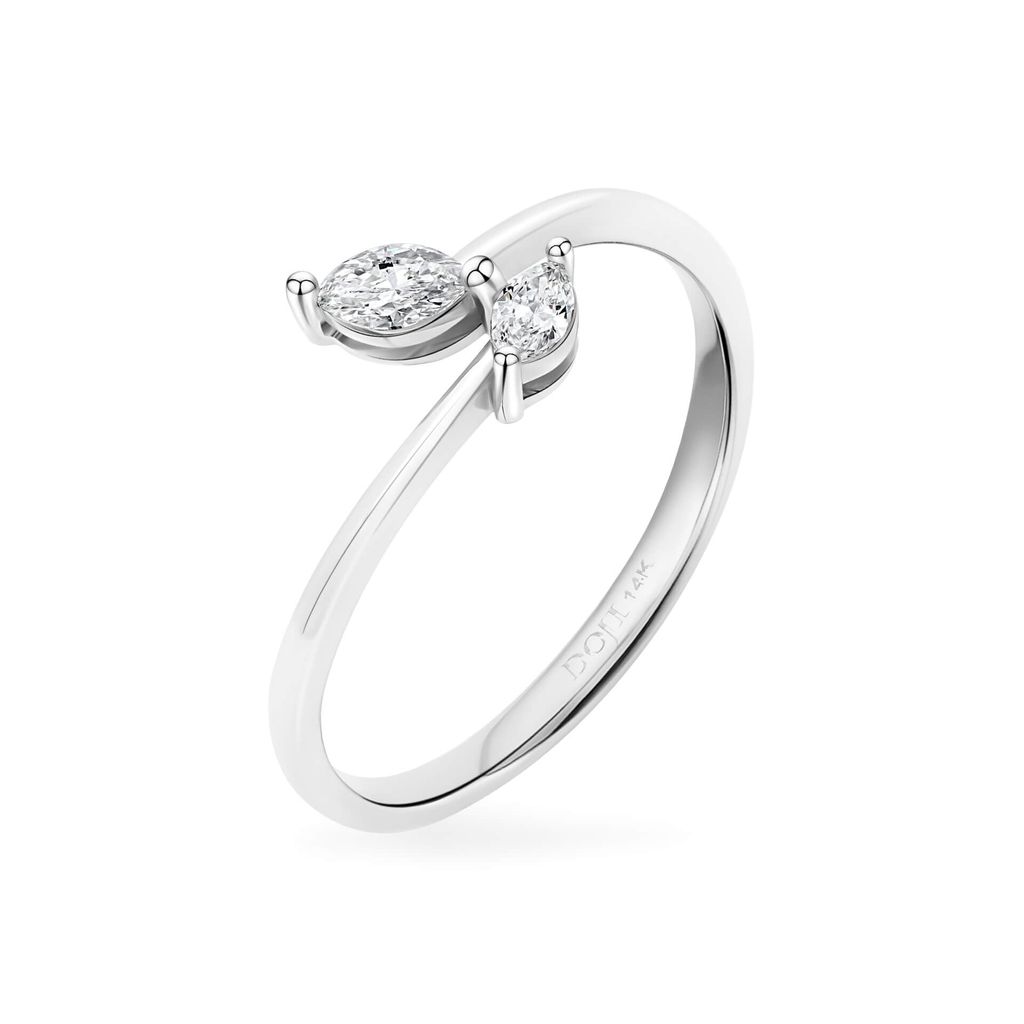 Nhẫn vàng trắng 14K gắn kim cương DOJI AFRR490195F2DA1 