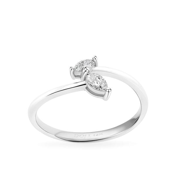 Nhẫn vàng trắng 14K gắn kim cương DOJI AFRR490195F2DA1