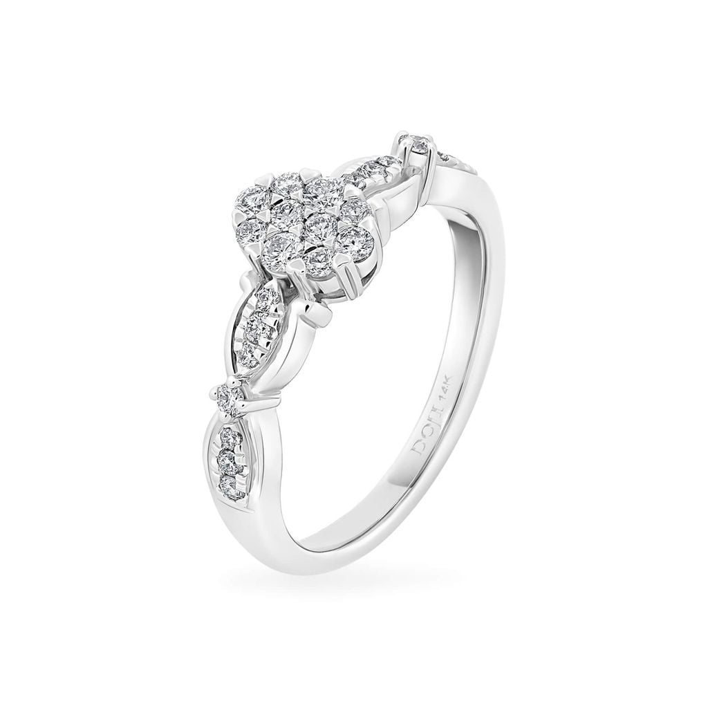 Nhẫn vàng trắng 14K gắn kim cương DOJI AFRR600079F2DA1 