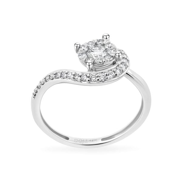 Nhẫn vàng trắng 14K gắn kim cương DOJI AFRR700001F2DA1