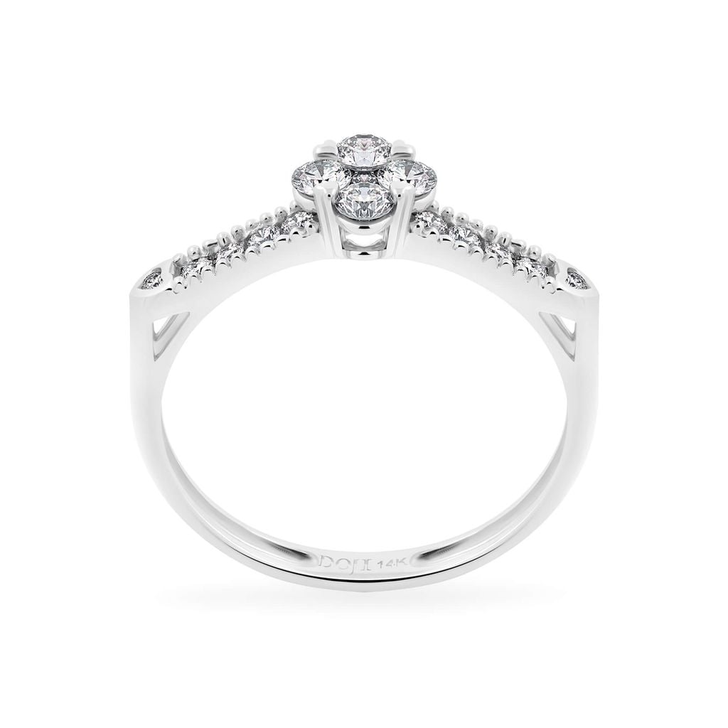 Nhẫn vàng trắng 14K gắn kim cương DOJI AFRR700004F2DA1 