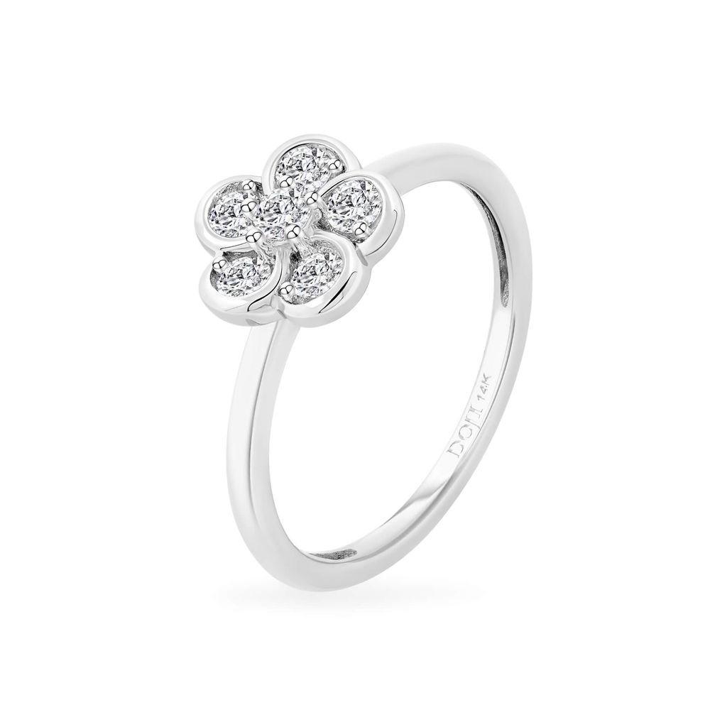 Nhẫn vàng trắng 14K gắn kim cương DOJI AFRR700012F2DA1 