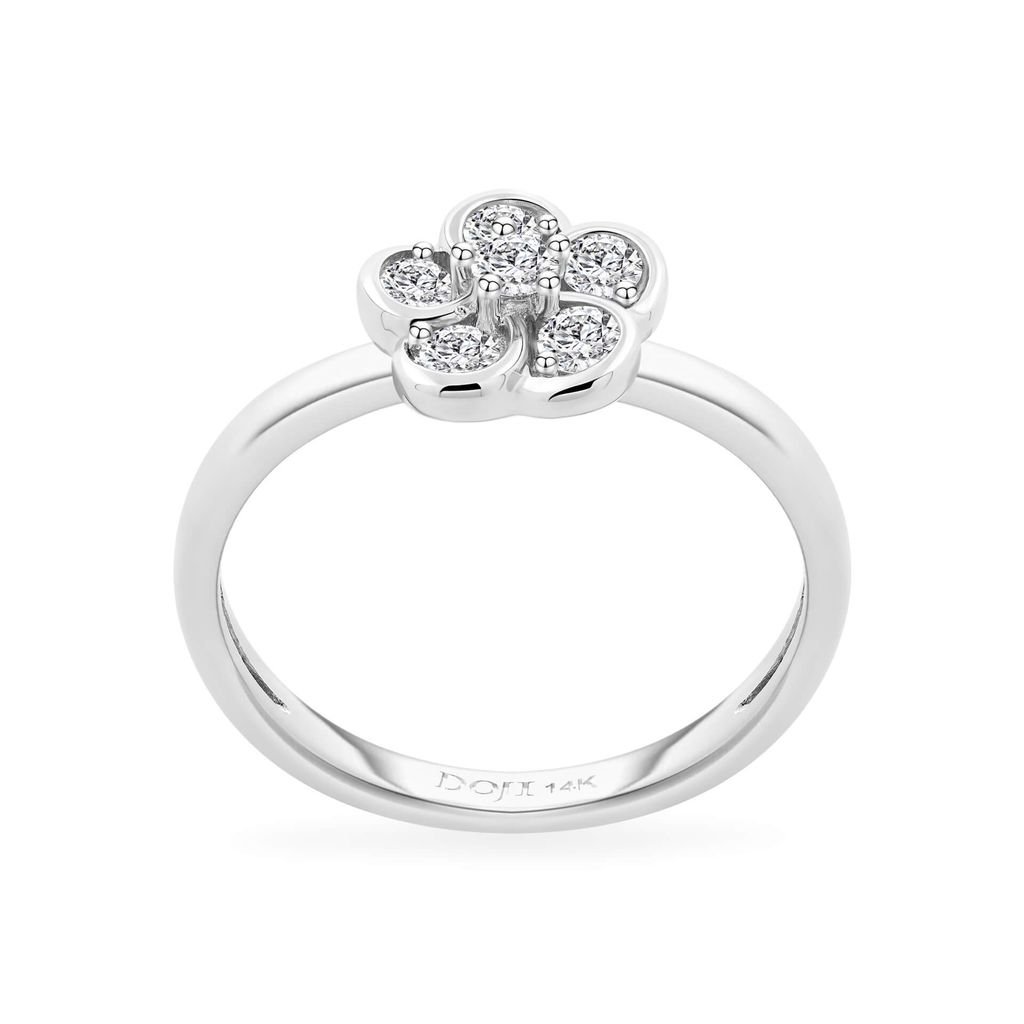Nhẫn vàng trắng 14K gắn kim cương DOJI AFRR700012F2DA1 