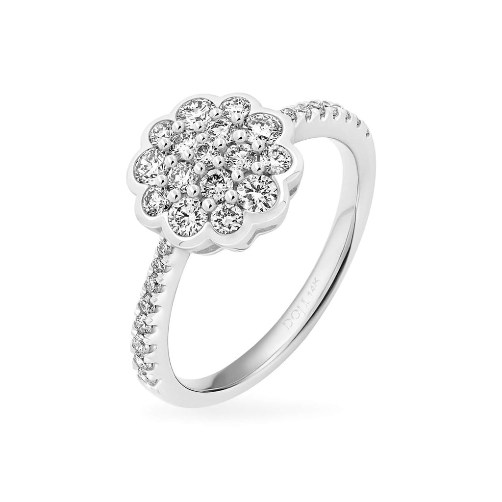 Nhẫn vàng trắng 14K gắn kim cương DOJI AFRR700045F2DA1 