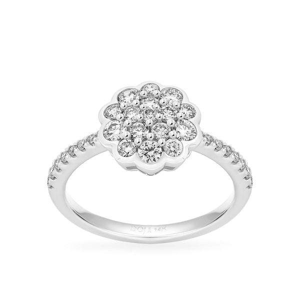 Nhẫn vàng trắng 14K gắn kim cương DOJI AFRR700045F2DA1