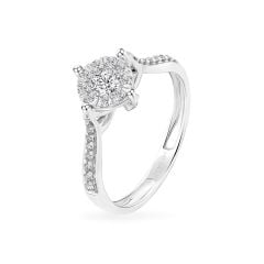 Nhẫn vàng trắng 14K gắn kim cương DOJI AFRR700052F2DA1
