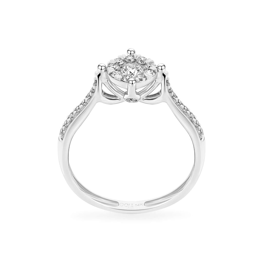 Nhẫn vàng trắng 14K gắn kim cương DOJI AFRR700052F2DA1 