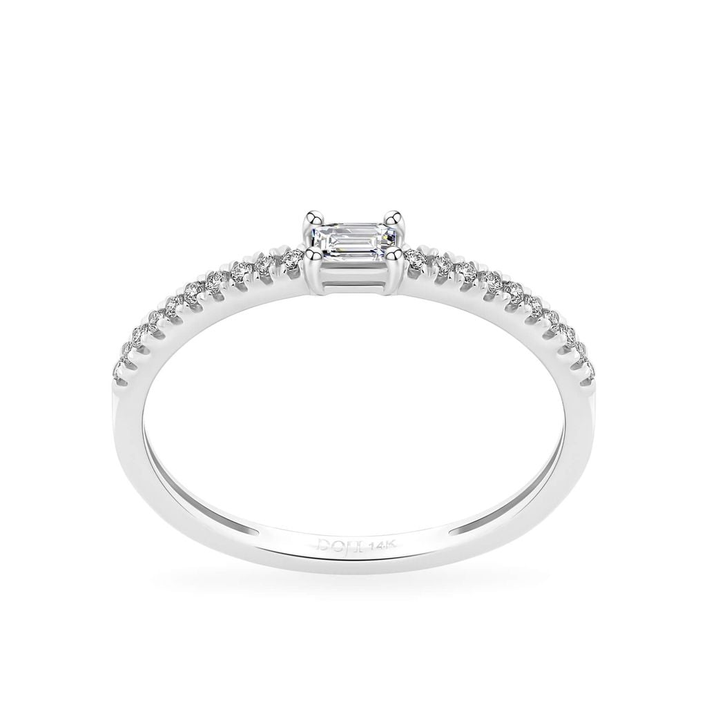 Nhẫn vàng trắng 14K gắn kim cương DOJI AFRR700053F2DA1 