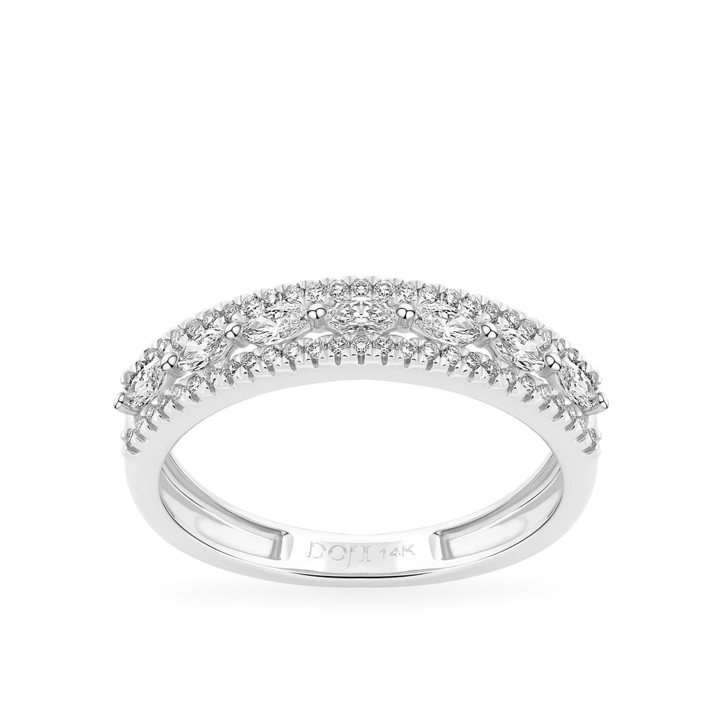 Nhẫn vàng trắng 14K gắn kim cương DOJI AFRR700055F2DA1 