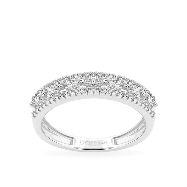 Nhẫn vàng trắng 14K gắn kim cương DOJI AFRR700055F2DA1