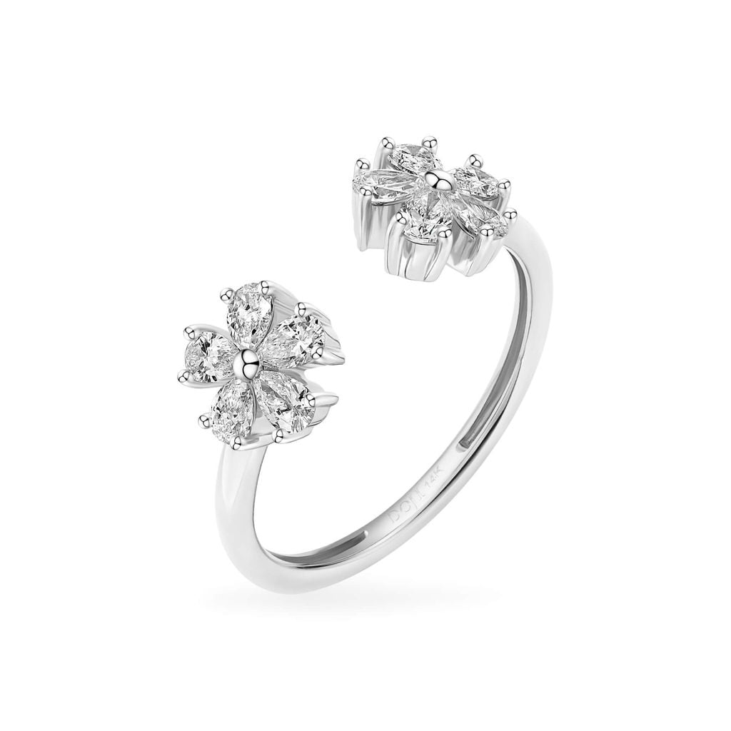 Nhẫn vàng trắng 14K gắn kim cương DOJI AFRR700058F2DA1 