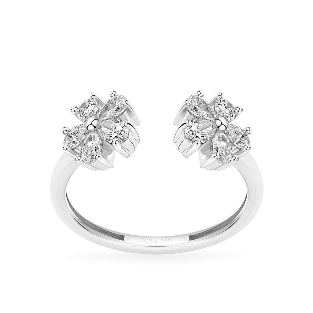 Nhẫn vàng trắng 14K gắn kim cương DOJI AFRR700058F2DA1 