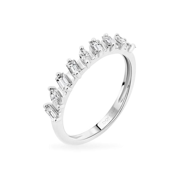 Nhẫn vàng trắng 14K gắn kim cương DOJI AFRR700063F2DA1