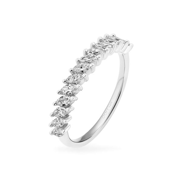 Nhẫn vàng trắng 14K gắn kim cương DOJI AFRR700074F2DA1