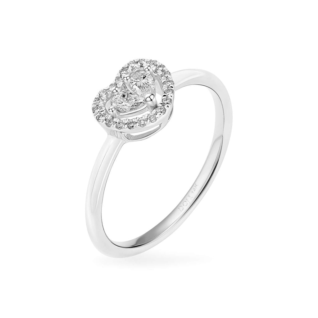 Nhẫn vàng trắng 14K gắn kim cương DOJI AFRR700084F2DA1 