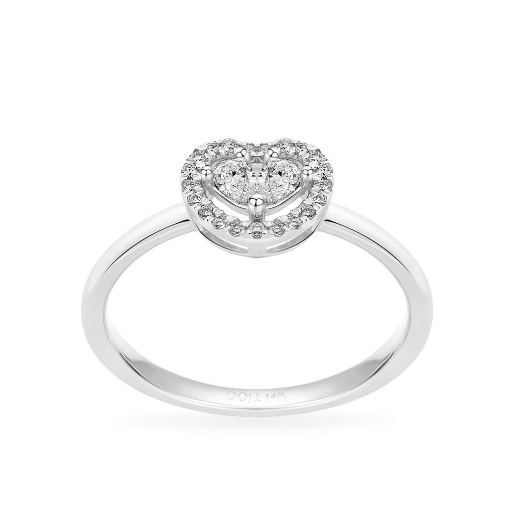 Nhẫn vàng trắng 14K gắn kim cương DOJI AFRR700084F2DA1 
