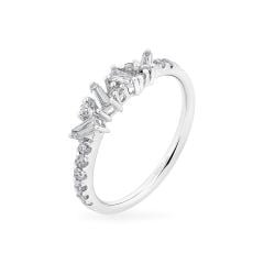 Nhẫn vàng trắng 14K gắn kim cương DOJI AFRR700089F2DA1