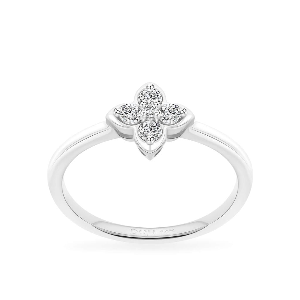 Nhẫn vàng trắng 14K gắn kim cương DOJI AFRR700109F2DA1 