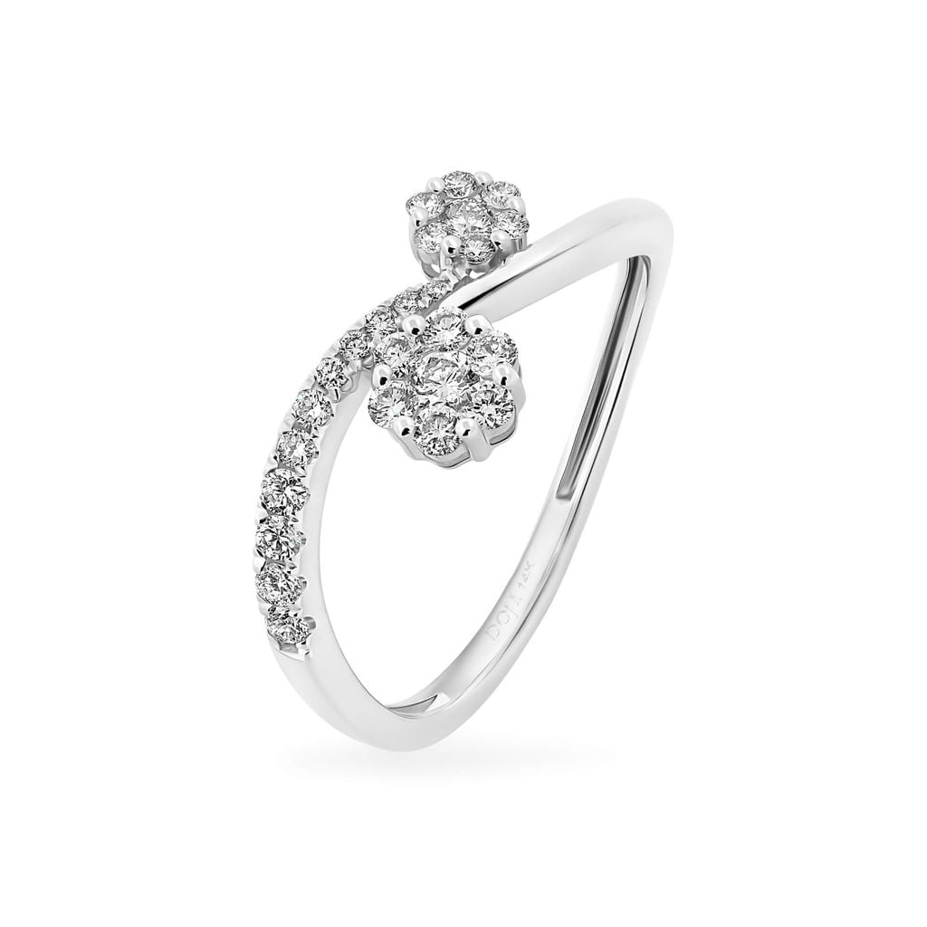 Nhẫn vàng trắng 14K gắn kim cương DOJI AFRR700112F2DA1 