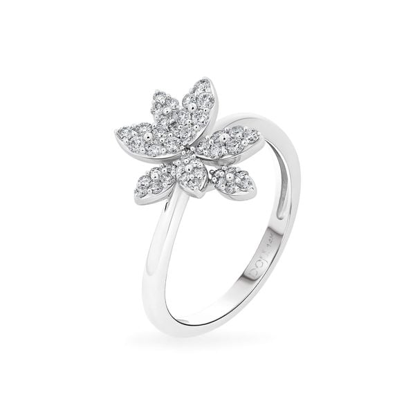 Nhẫn vàng trắng 14K gắn kim cương DOJI AFRR700123F2DA1