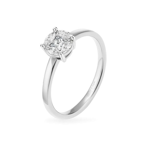 Nhẫn vàng trắng 14K gắn kim cương DOJI AFRR790015F2DA1