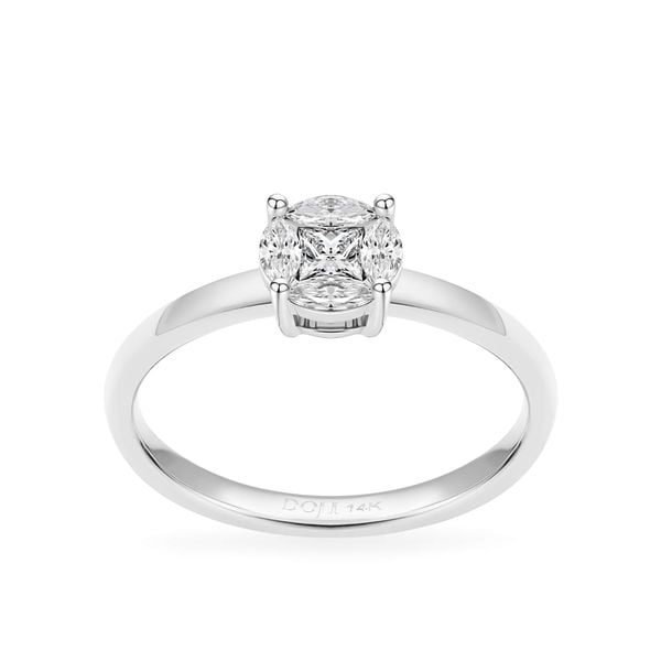 Nhẫn vàng trắng 14K gắn kim cương DOJI AFRR790015F2DA1