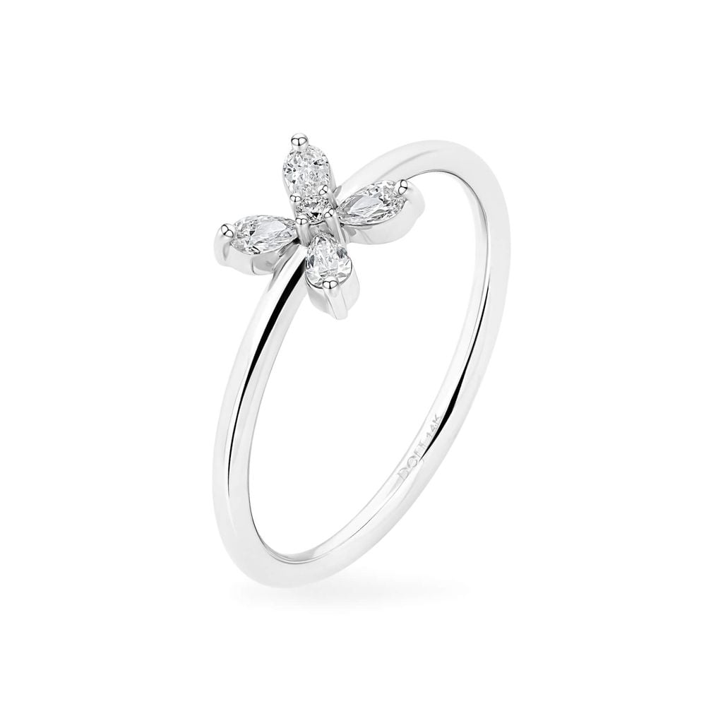 Nhẫn vàng trắng 14K gắn kim cương DOJI AFRR790072F2DA1 