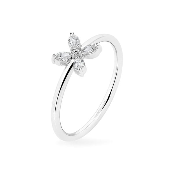 Nhẫn vàng trắng 14K gắn kim cương DOJI AFRR790072F2DA1