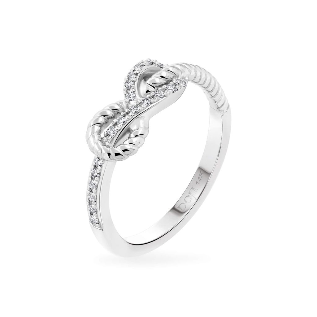 Nhẫn vàng trắng 14K gắn kim cương DOJI AFRR800015F2DA1 