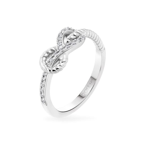 Nhẫn vàng trắng 14K gắn kim cương DOJI AFRR800015F2DA1