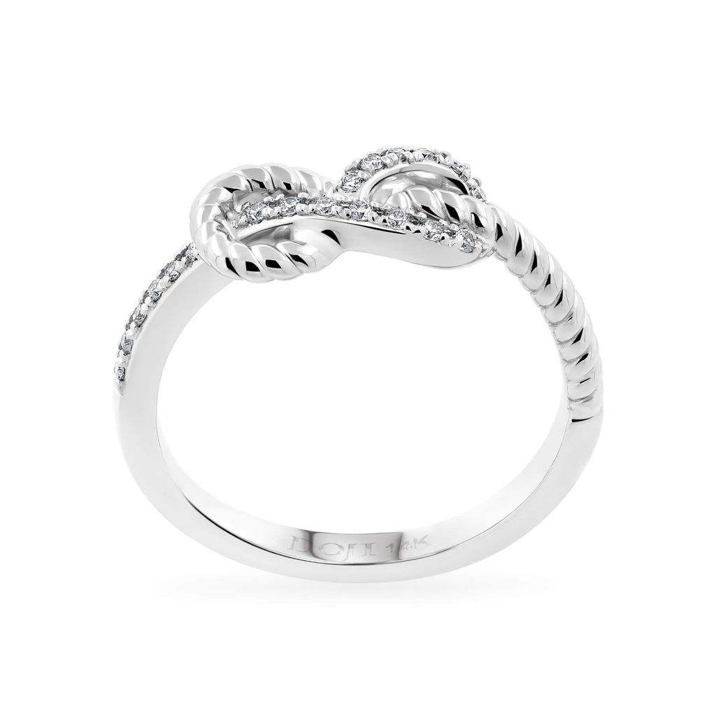 Nhẫn vàng trắng 14K gắn kim cương DOJI AFRR800015F2DA1 