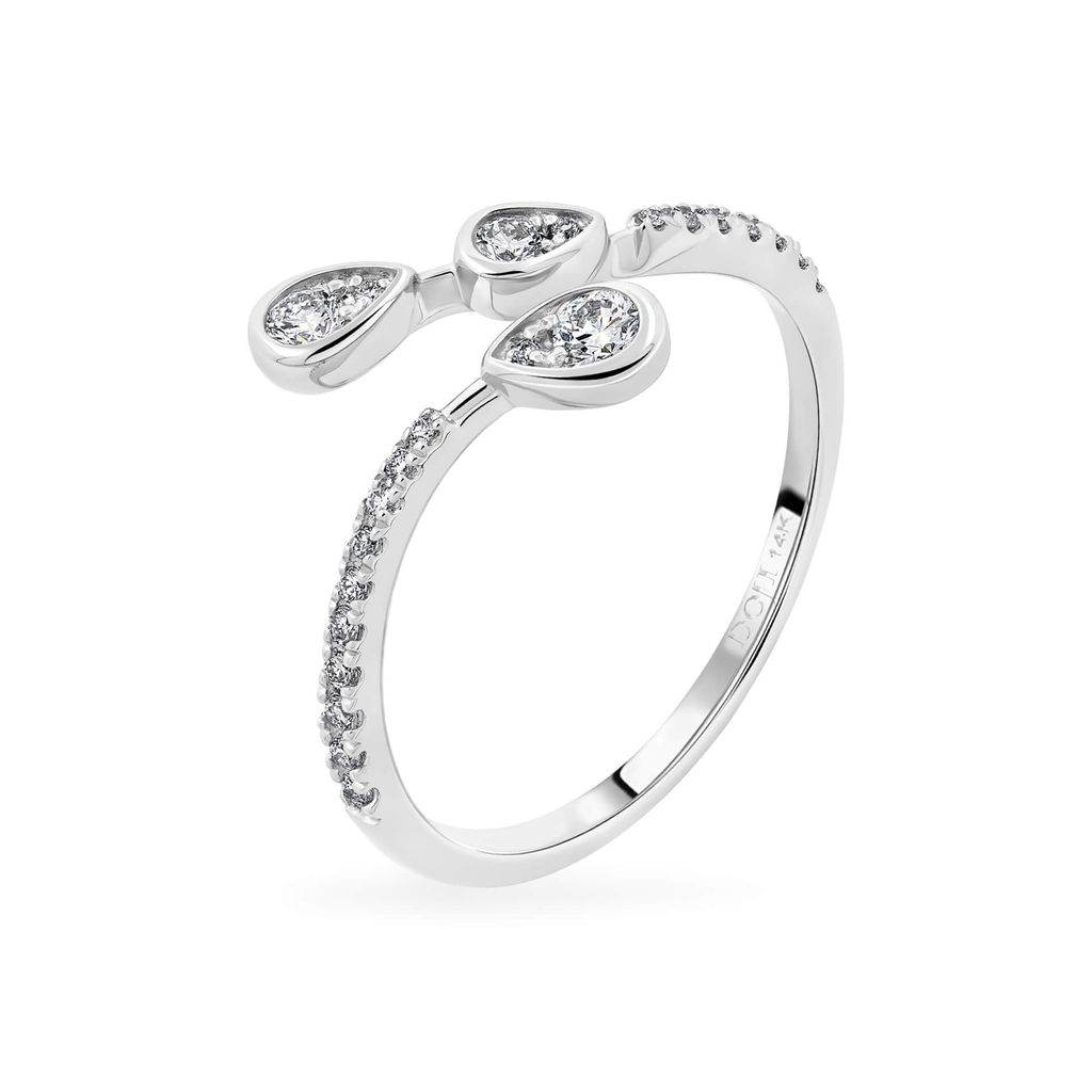 Nhẫn vàng trắng 14K gắn kim cương DOJI AFRR800032F2DA1 