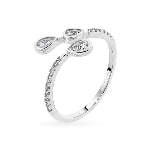 Nhẫn vàng trắng 14K gắn kim cương DOJI AFRR800032F2DA1