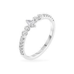 Nhẫn vàng trắng 14K gắn kim cương DOJI AFRR800040F2DA1