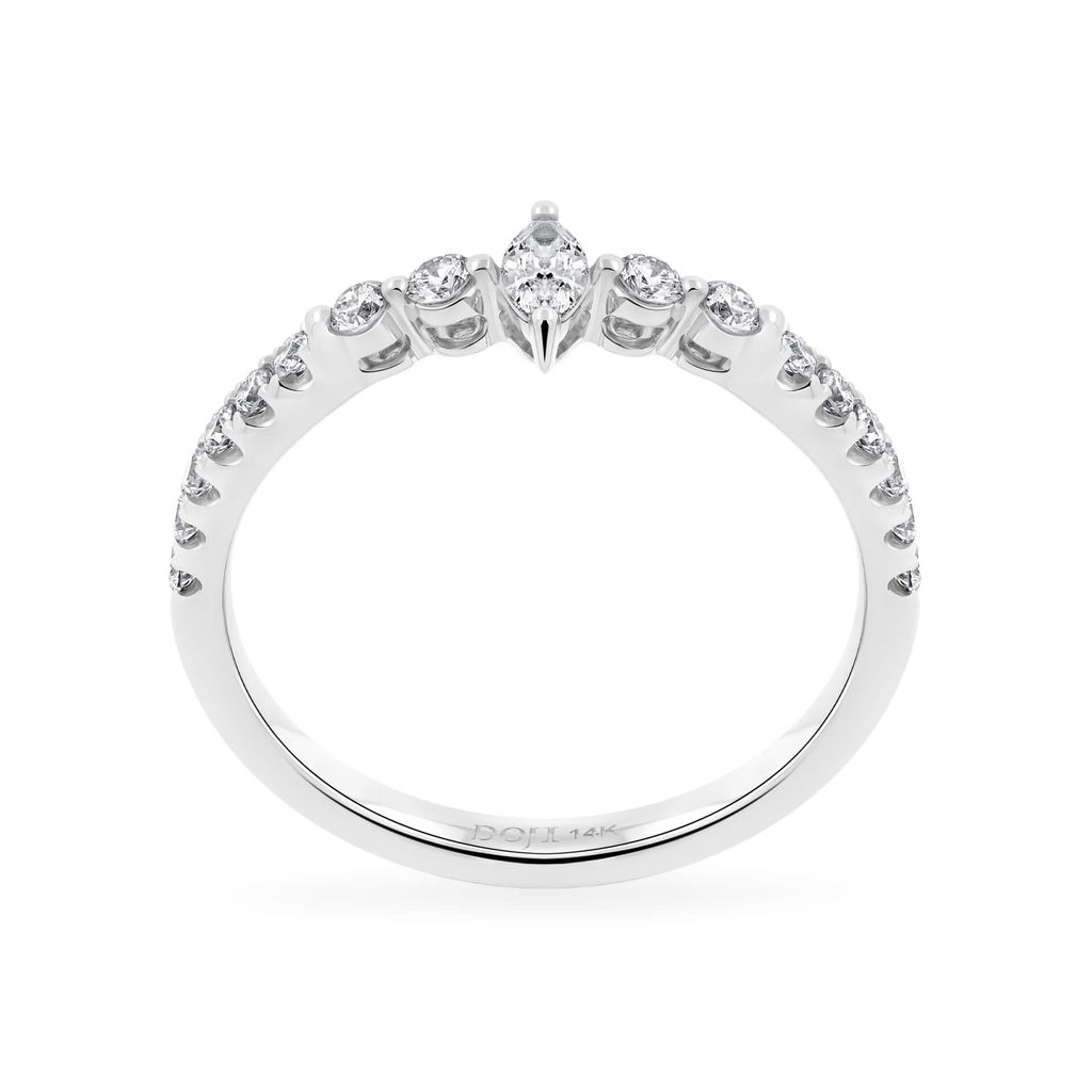 Nhẫn vàng trắng 14K gắn kim cương DOJI AFRR800040F2DA1 