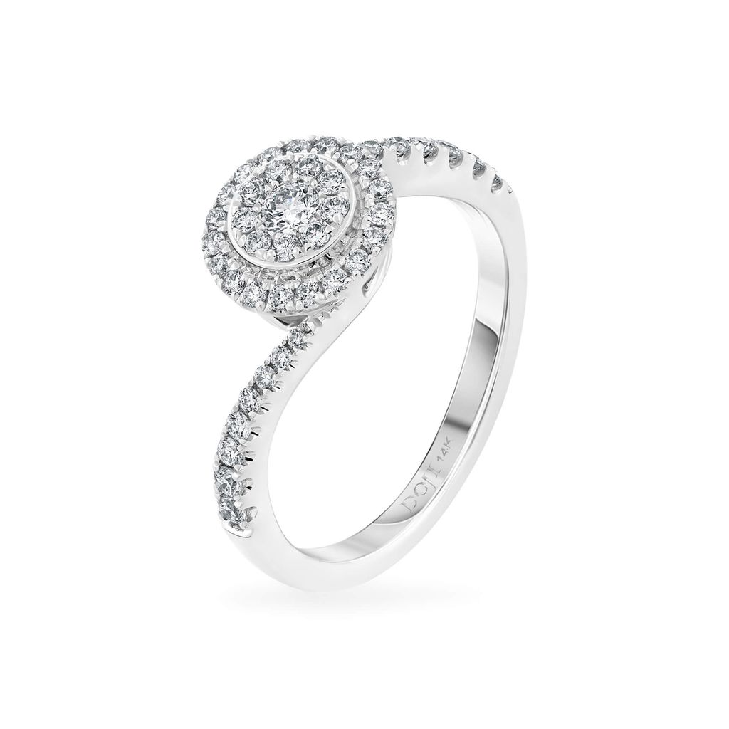 Nhẫn vàng trắng 14K gắn kim cương DOJI AFRR800041F2DA1 