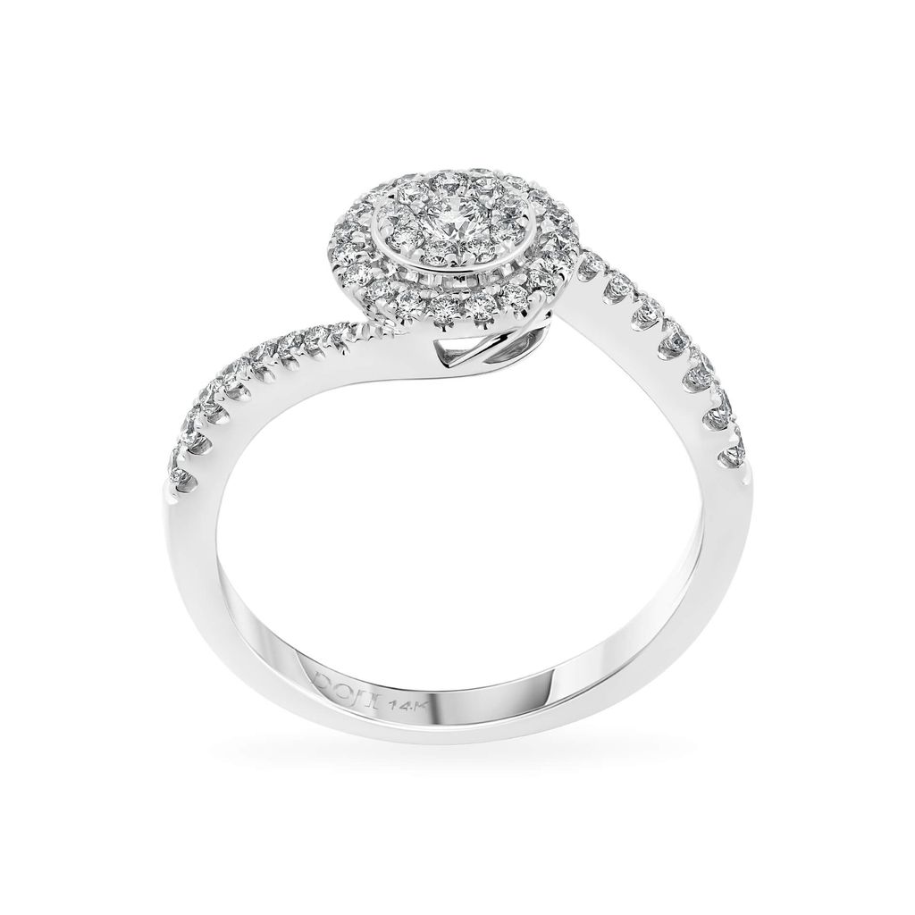 Nhẫn vàng trắng 14K gắn kim cương DOJI AFRR800041F2DA1 