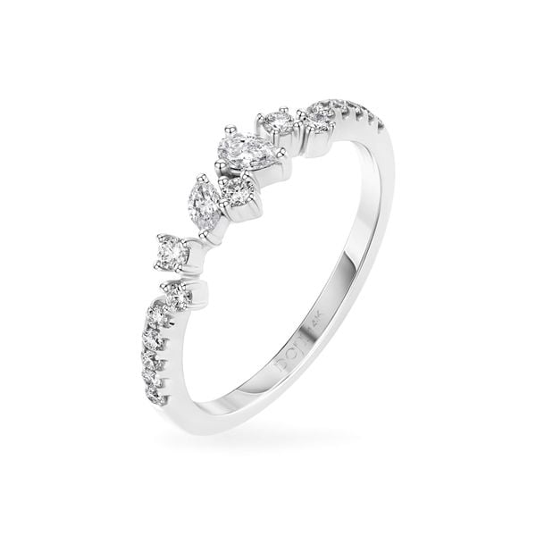 Nhẫn vàng trắng 14K gắn kim cương DOJI AFRR800042F2DA1