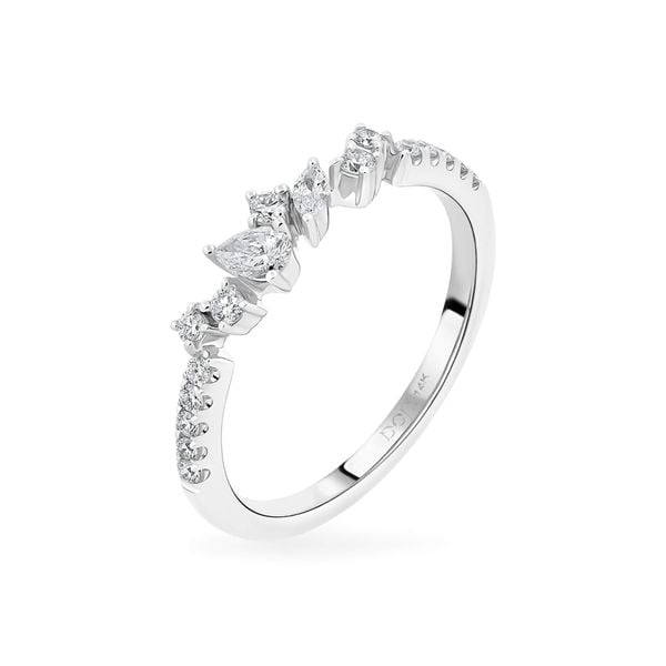 Nhẫn vàng trắng 14K gắn kim cương DOJI AFRR800043F2DA1