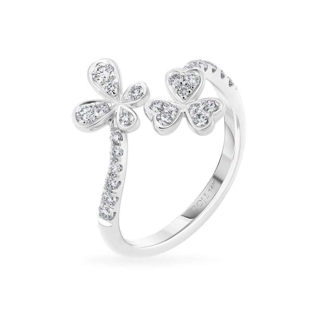 Nhẫn vàng trắng 14K gắn kim cương DOJI AFRR800045F2DA1 