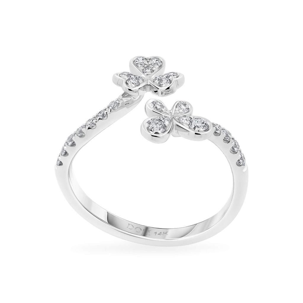 Nhẫn vàng trắng 14K gắn kim cương DOJI AFRR800045F2DA1 