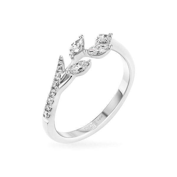 Nhẫn vàng trắng 14K gắn kim cương DOJI AFRR800046F2DA1