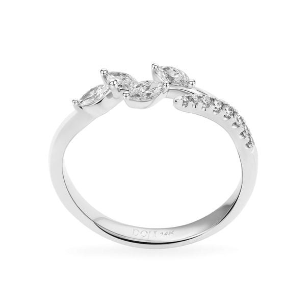 Nhẫn vàng trắng 14K gắn kim cương DOJI AFRR800046F2DA1