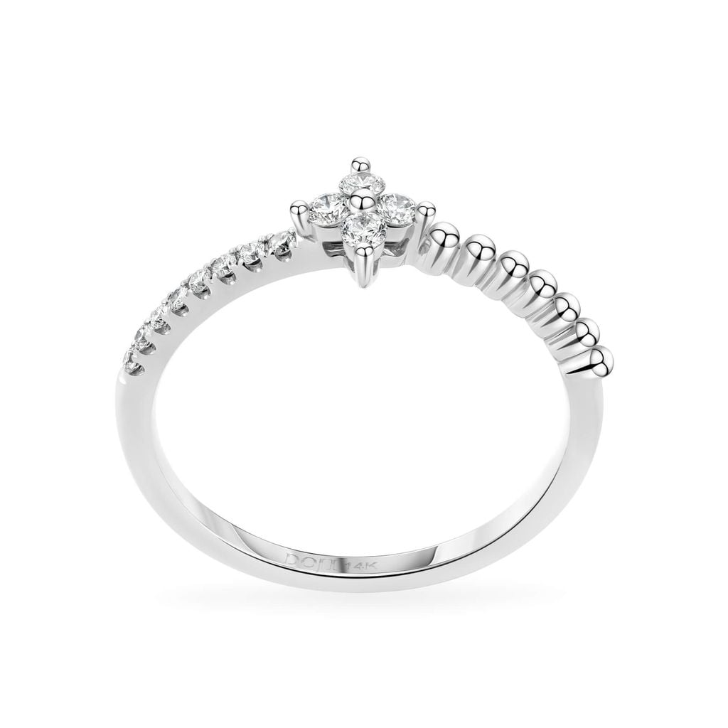 Nhẫn vàng trắng 14K gắn kim cương DOJI AFRR800047F2DA1 