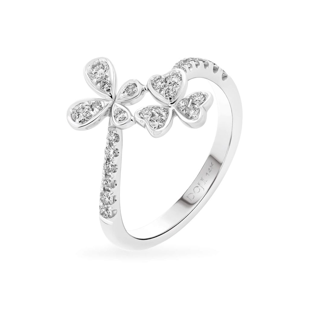 Nhẫn vàng trắng 14K gắn kim cương DOJI AFRR800048F2DA1 