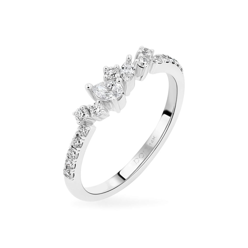 Nhẫn vàng trắng 14K gắn kim cương DOJI AFRR890043F2DA1 